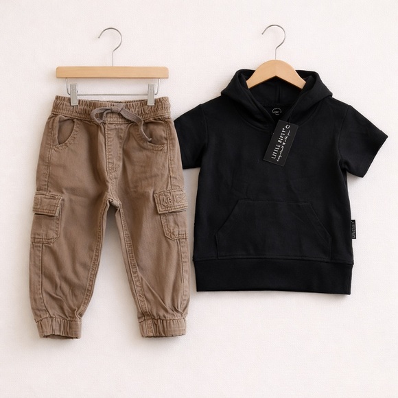 Little Bipsy Other - Little Bipsy Black Hoodie and Twill Cargo Pants Set 12-18 month NWT